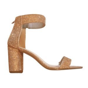 Rose Gold Rhinestone Heeled Sandal New